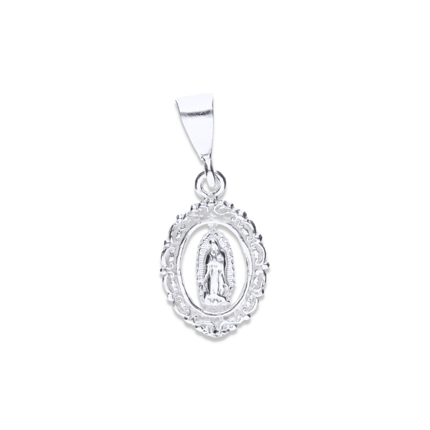 Dije de Plata .925 en forma de la Virgen de Guadalupe mod. FBD-170 - Joyería Religiosa
