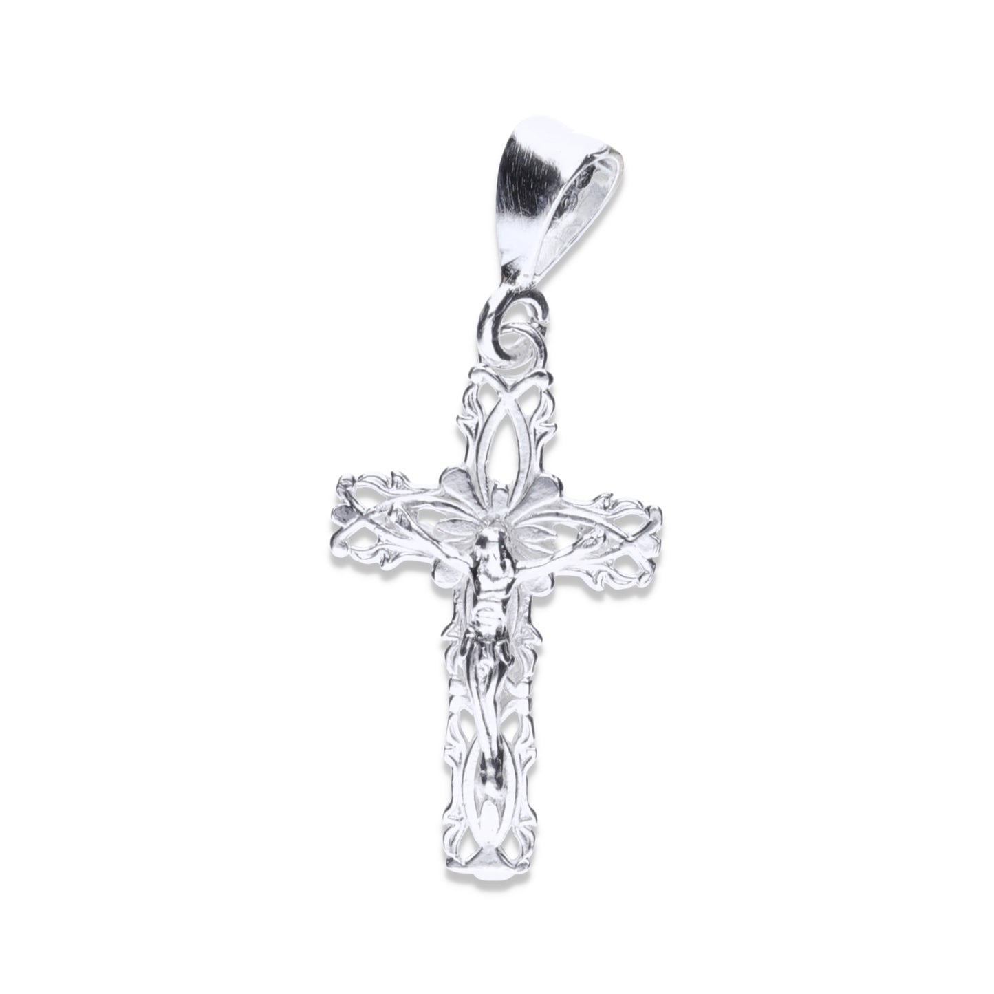 Dije de Plata Ley .925 Medalla Cruz con Cristo- MOD. FBD-204
