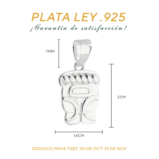 Dije de Plata Ley .925 Zodiaco Maya Tzec ( 30 de Octubre - 19 de Noviembre)