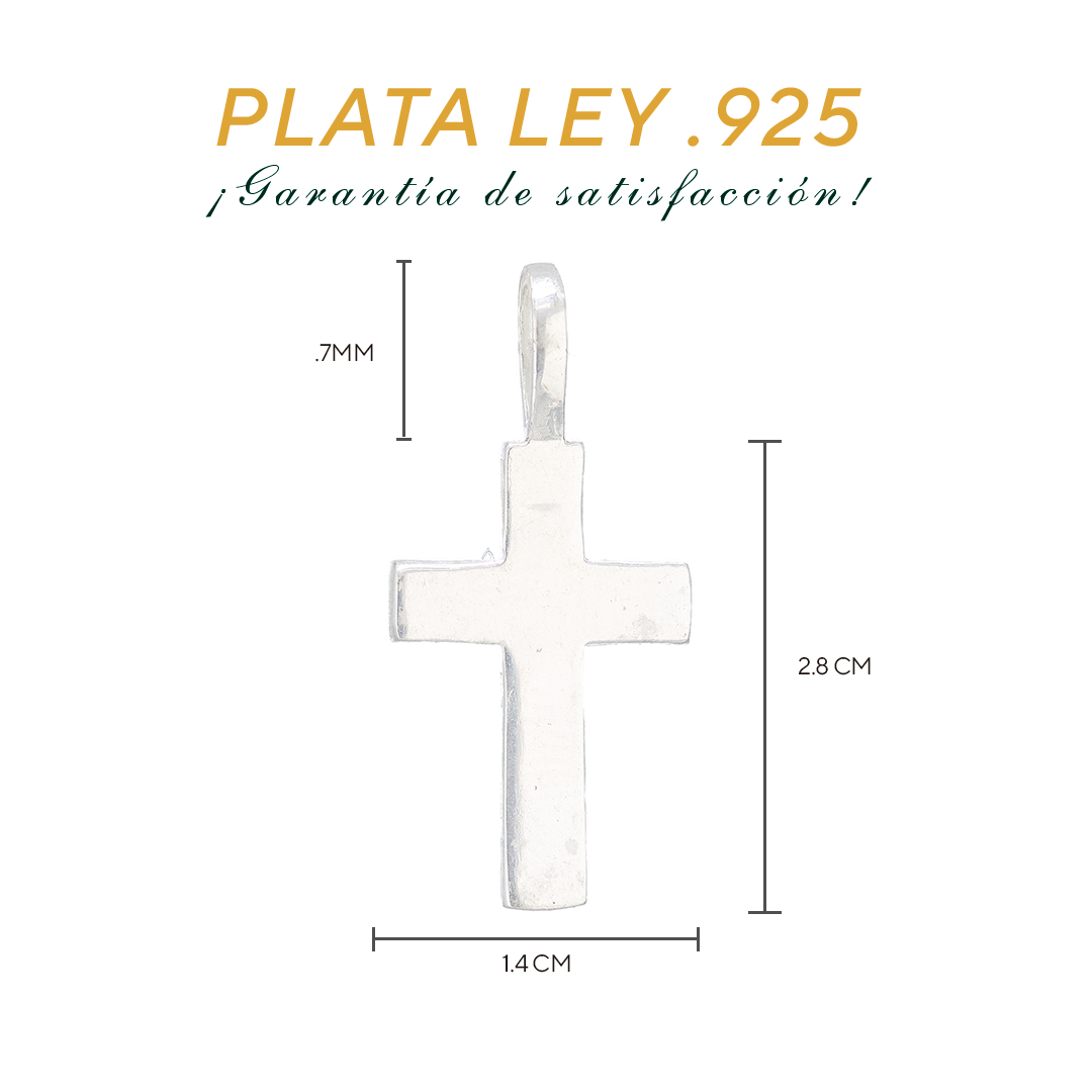 Dije de Plata Ley .925 en forma de Cruz 1.6 Mod.DR071 - Joyería de Plata