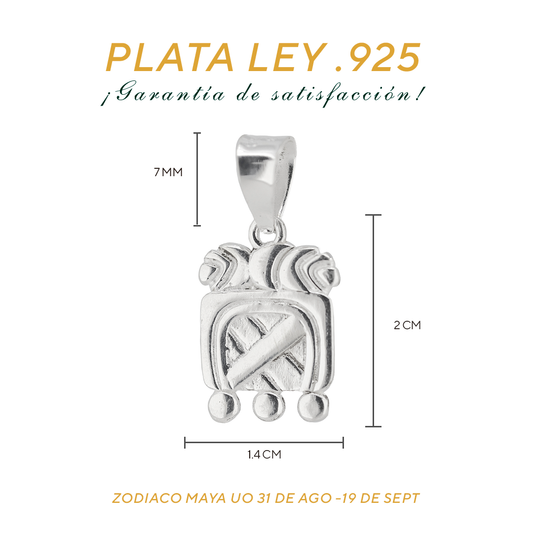 Dije de Plata ley .925 en Zodiaco Maya Ou ( 31 de Agosto - 19 de Septiembre