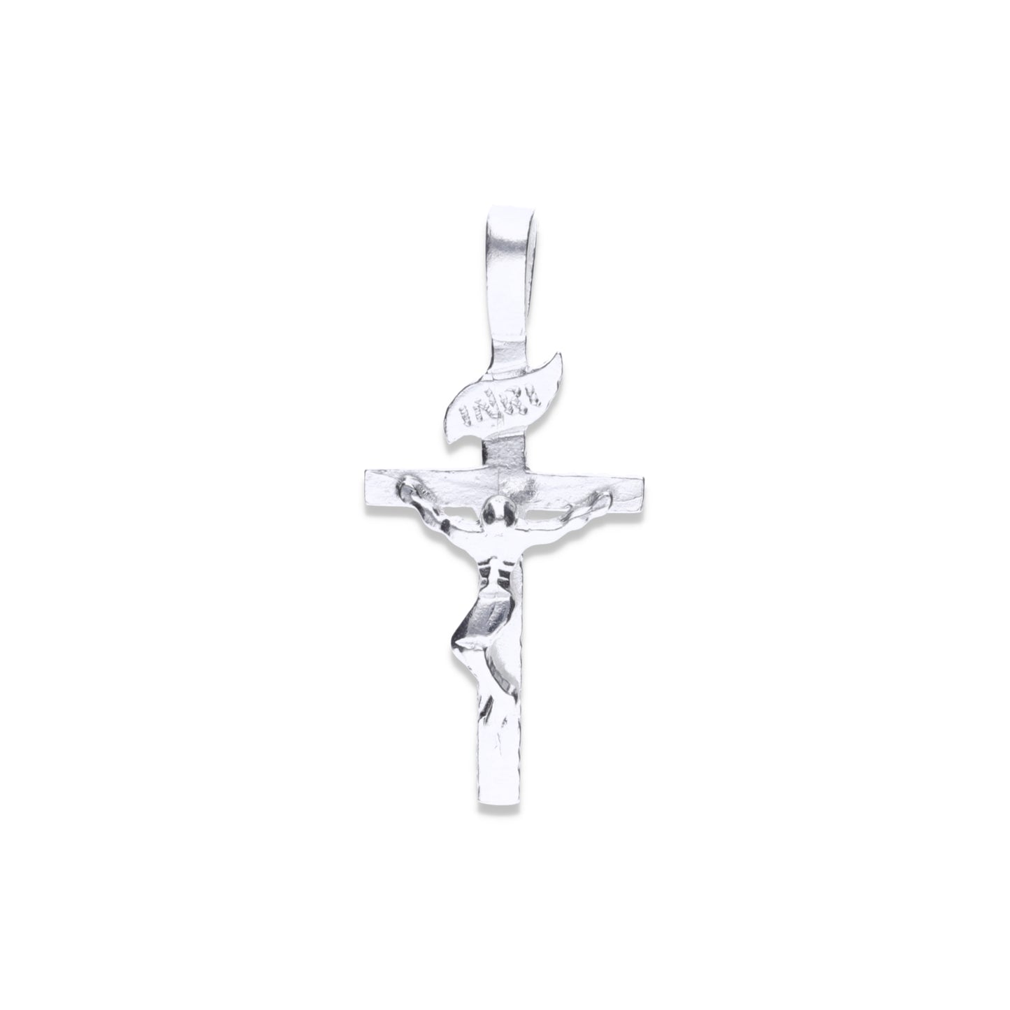 Dije de Plata Ley .925 en forma de Cruz con Cristo Mod. FBD-33 - Joyería Religiosa
