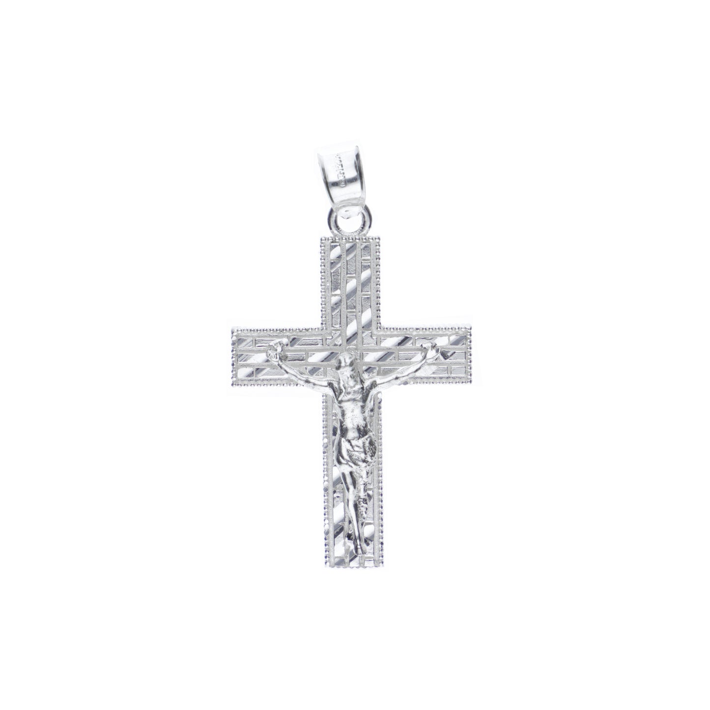 Dije de cruz con Cristo en Plata Ley .925 Mod. DR113- Joyería Religiosa