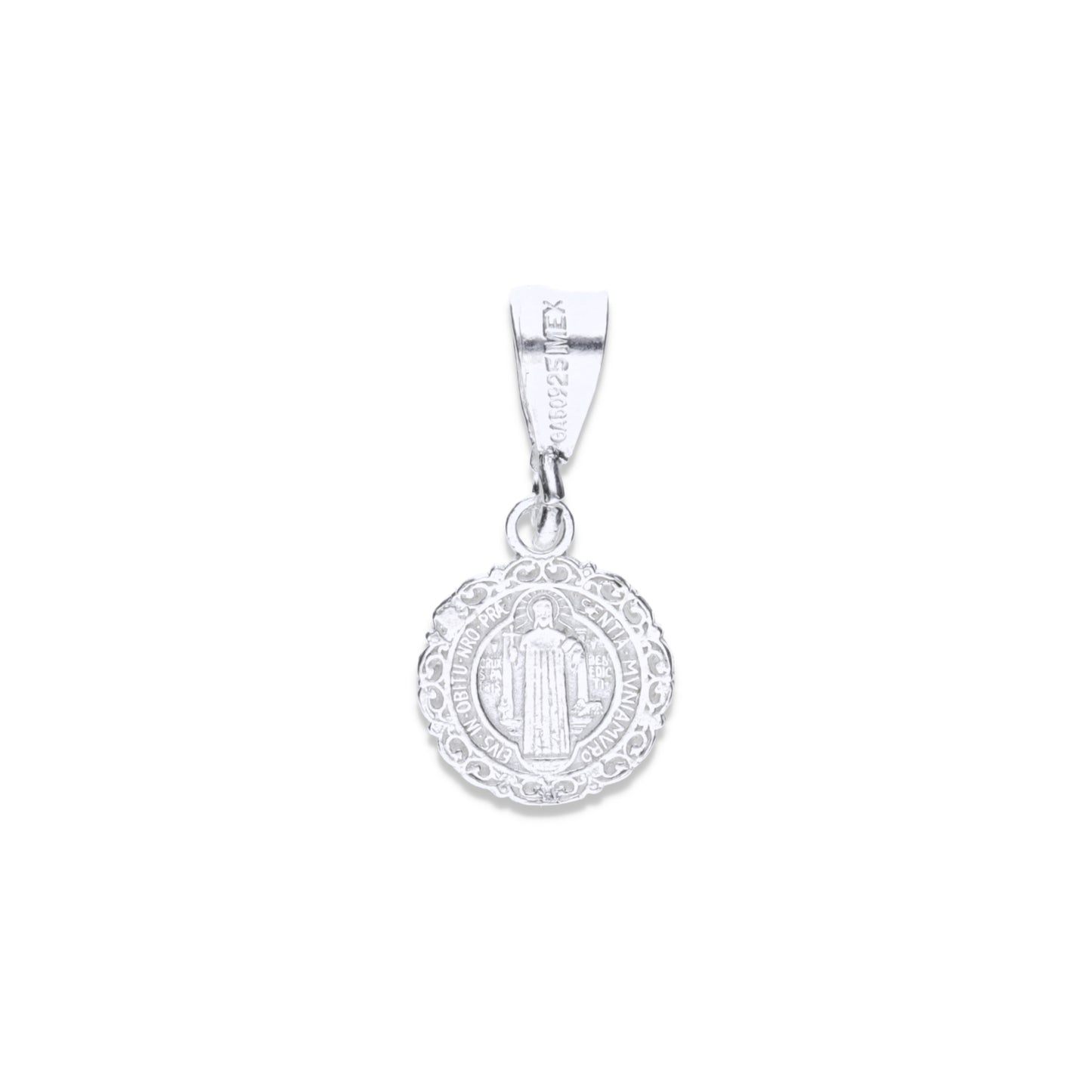 Dije Plata .925 Medalla San Benito Ornamental 1.4 Gramos - Joyería Religiosa