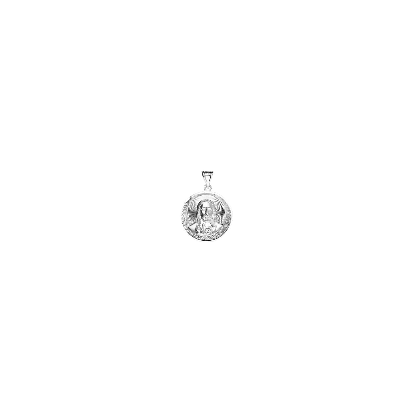 Dije Plata .925 con diseño de Sagrado Corazón de Jesús MOD.R10SC3D - Mayoreo y Menudeo