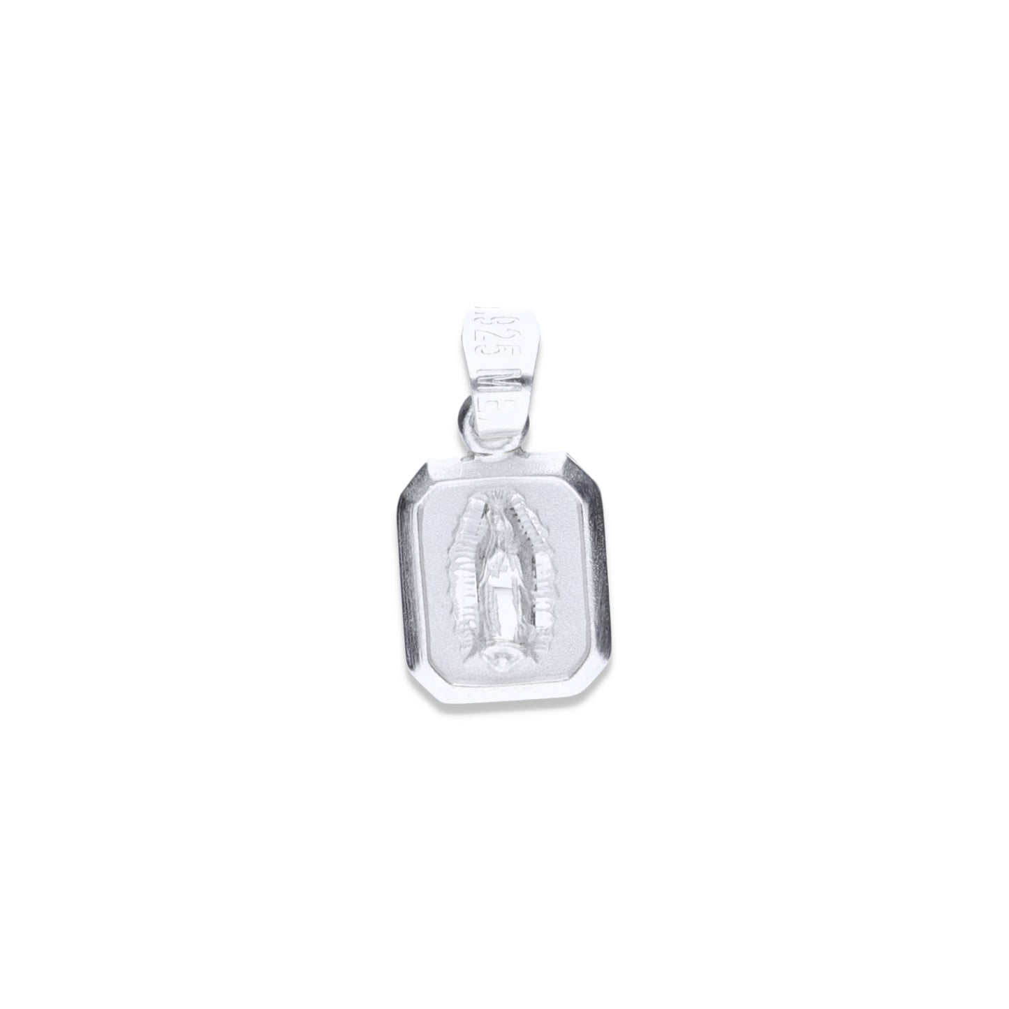Dije de Plata Ley .925 en forma de la Virgen de Guadalupe , cuadrada de 1.2 Gramos - Joyería Religiosa