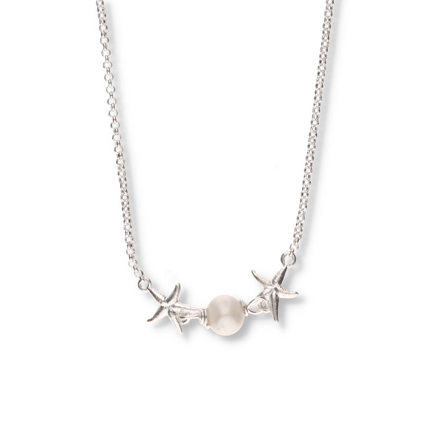 Collar de Plata .925 - Dos Estrellas de Mar con Perla Natural