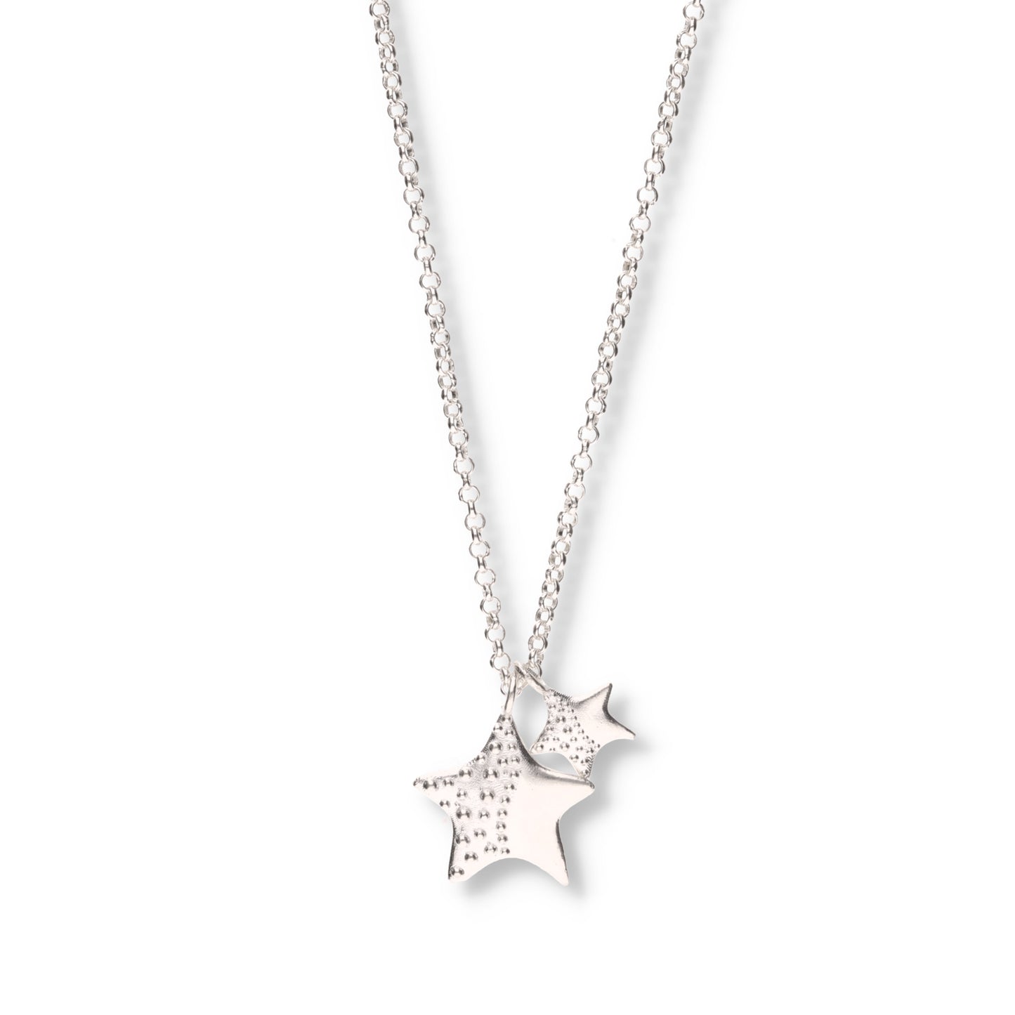 Collar de Plata .925 - Dúo Estrellas de Mar Grande y Pequeña