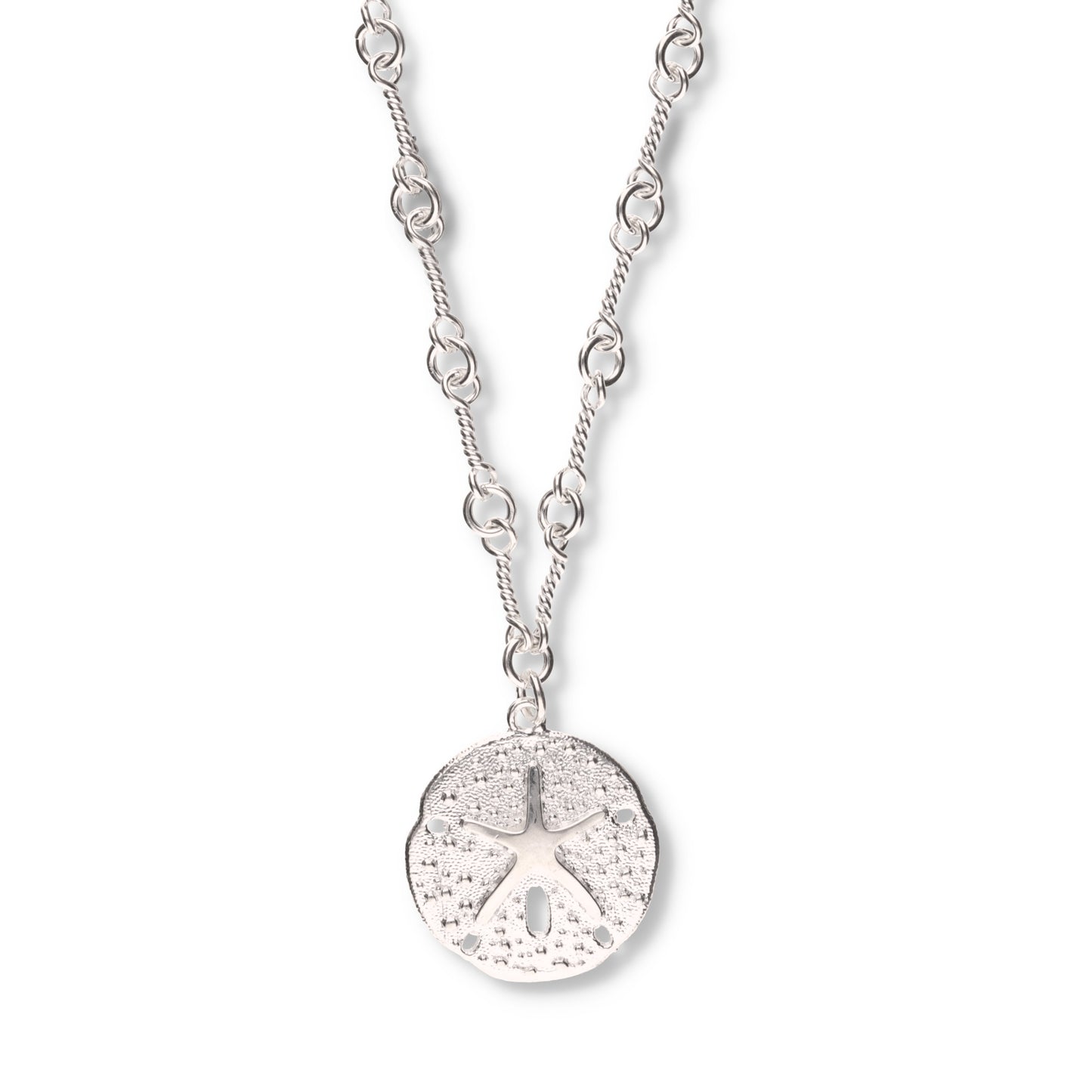 Collar de Plata .925 - Dólar de Arena en Cadena Mixta Torsal y Eslabones