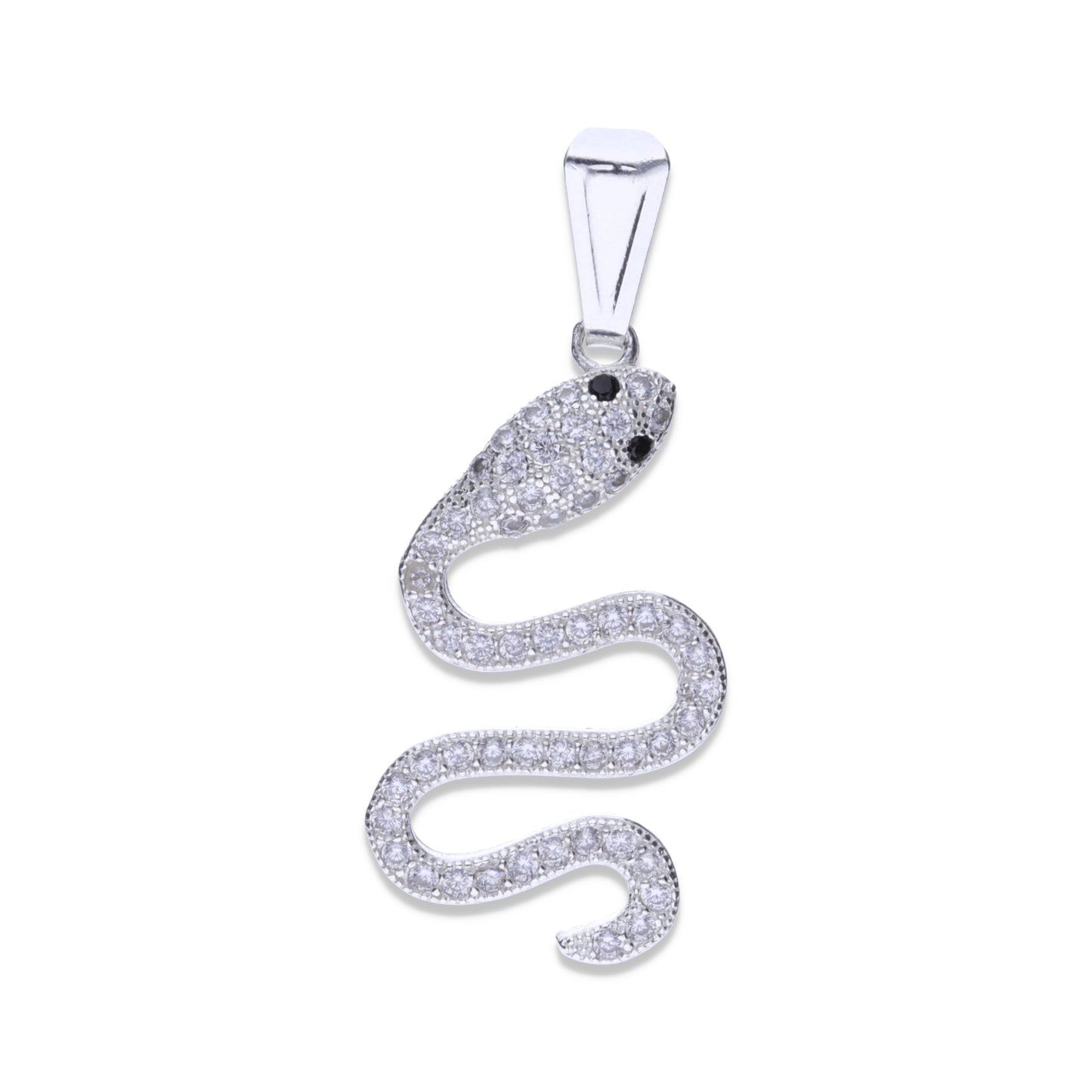 Dije Plata .925 Forma Serpiente con Circonia _ ERDP018- Joyería Mística