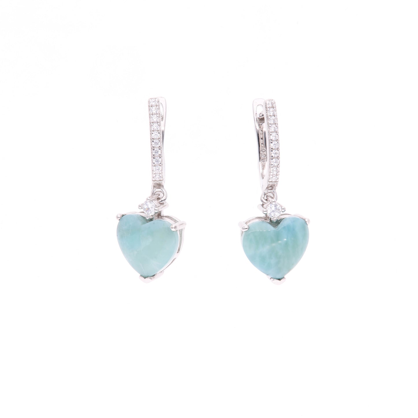 Aretes Corazón de Larimar en Plata .925