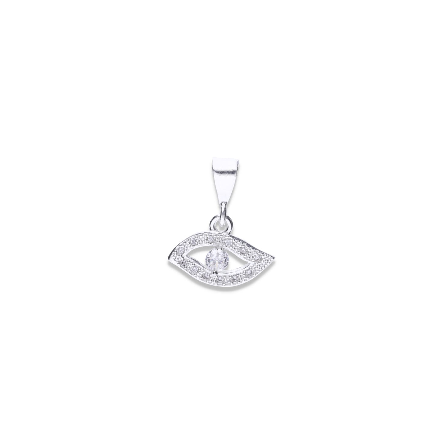 Dije de Plata Ley .925 en Forma de Ojo con Circonia - Joyería Protectora