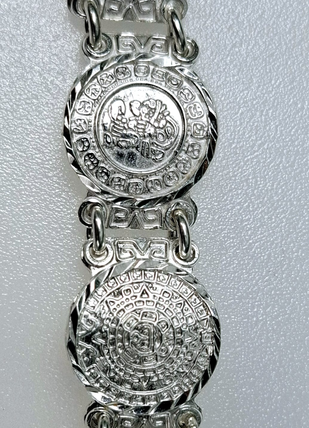 Pulsera de Plata .925 Calendario Maya-Azteca 37.2 Gramos - Mayoreo y Menudeo