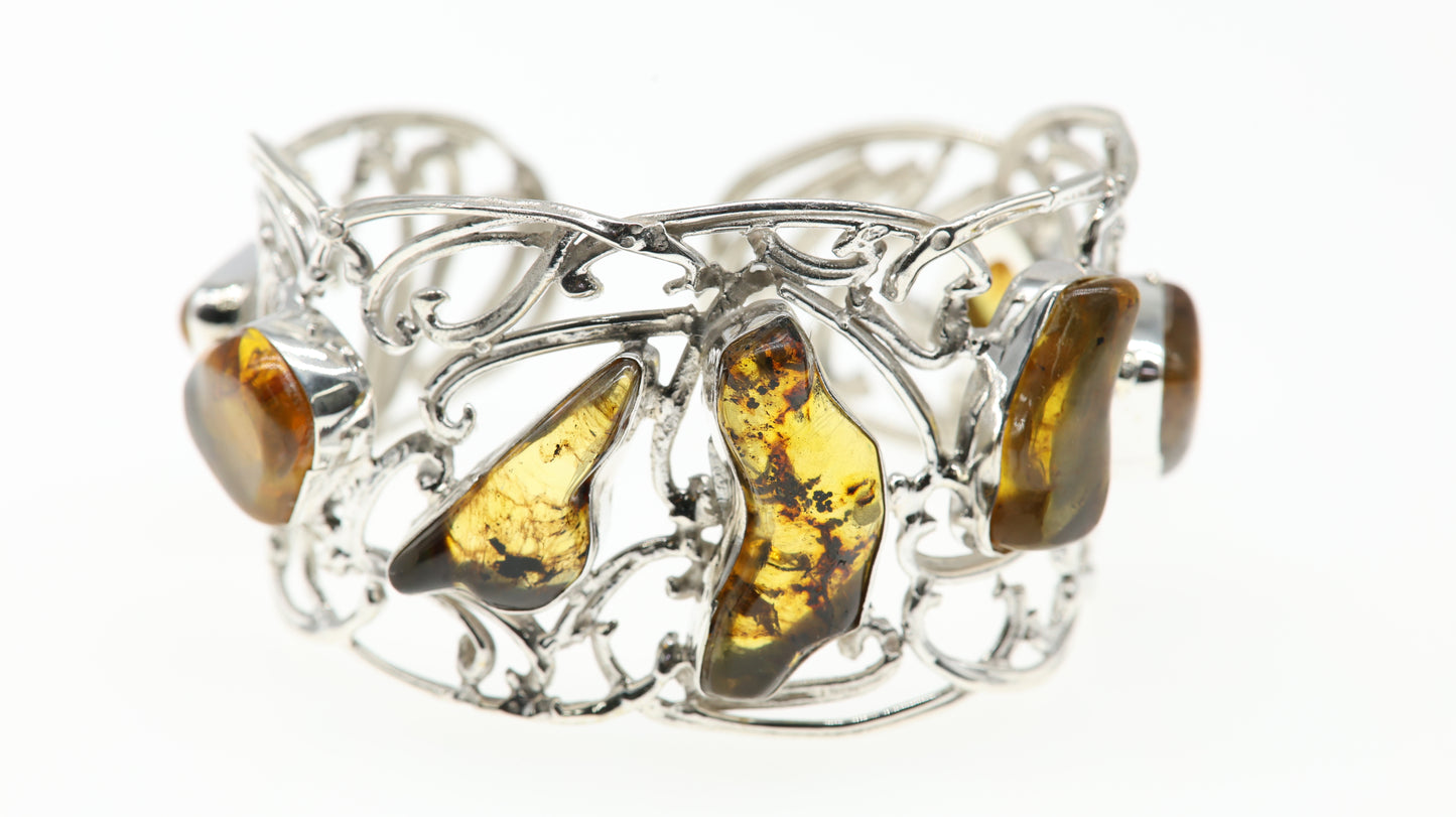 Brazalete Plata 950 con Ámbar Genuino Mayoreo y Menudeo