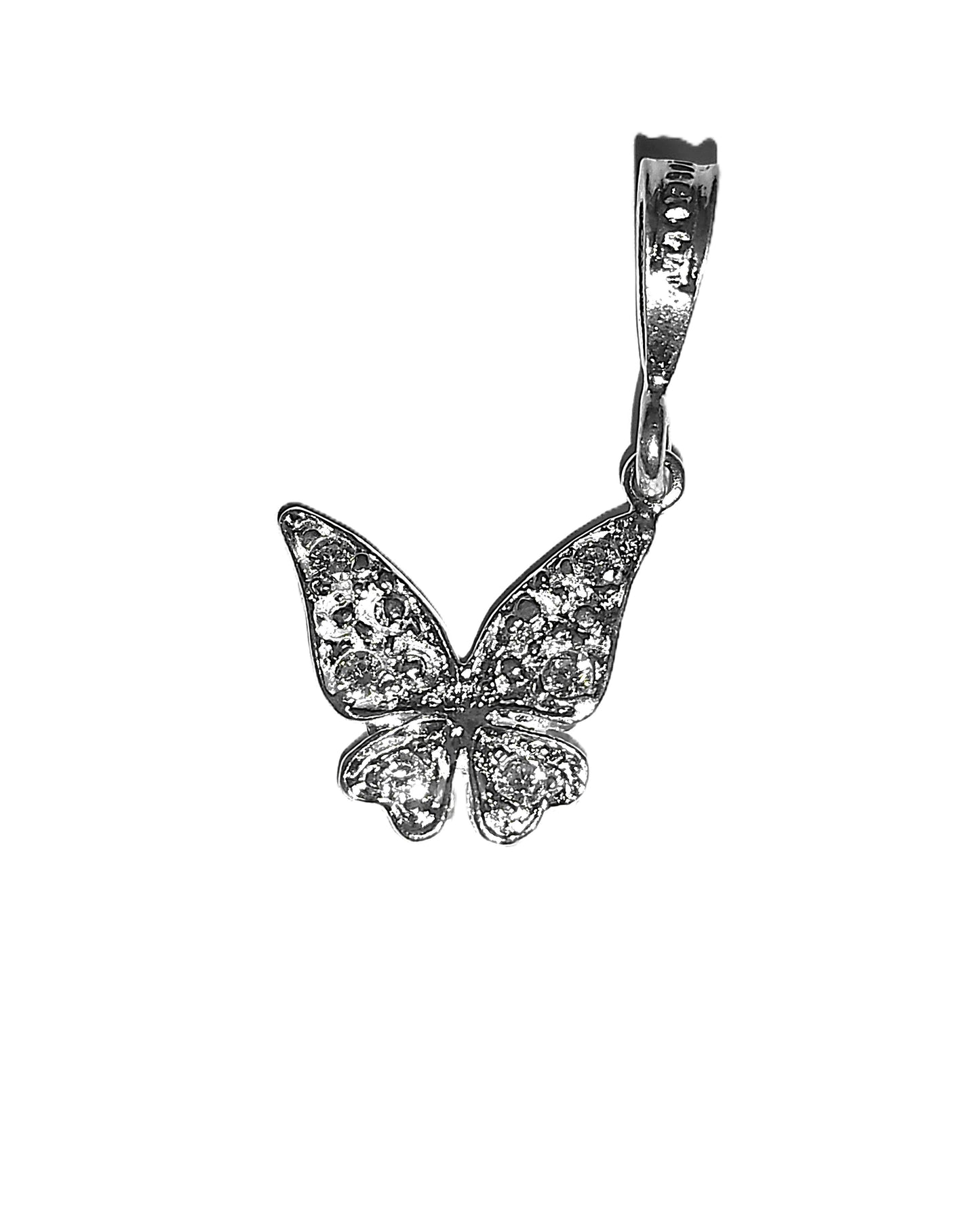 Dije de Plata .925 - Mariposa con Zircones Blancos Pavé y Rodio Negro