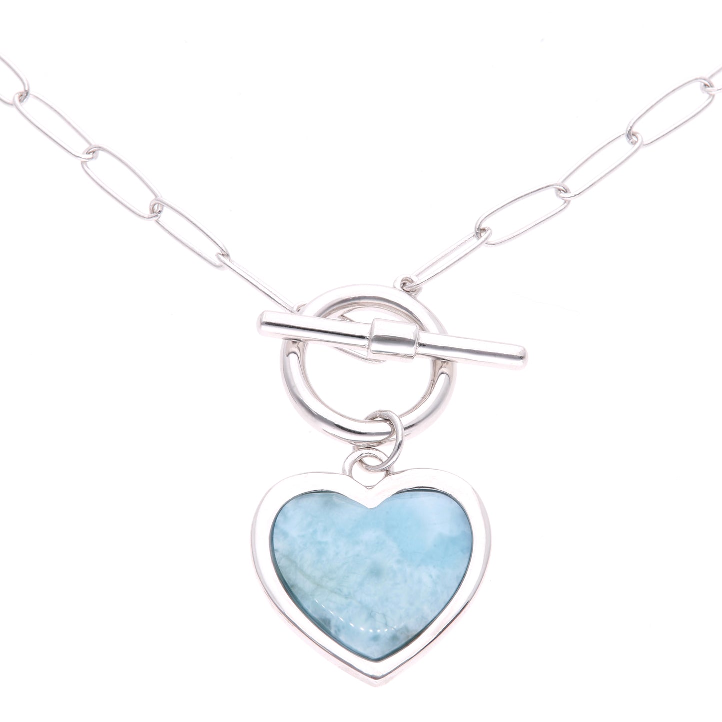 Collar Corazón de Larimar en Plata .925