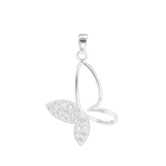 Dije de Plata Ley .925 en Forma de Mariposa con Circonia - Joyería Natural