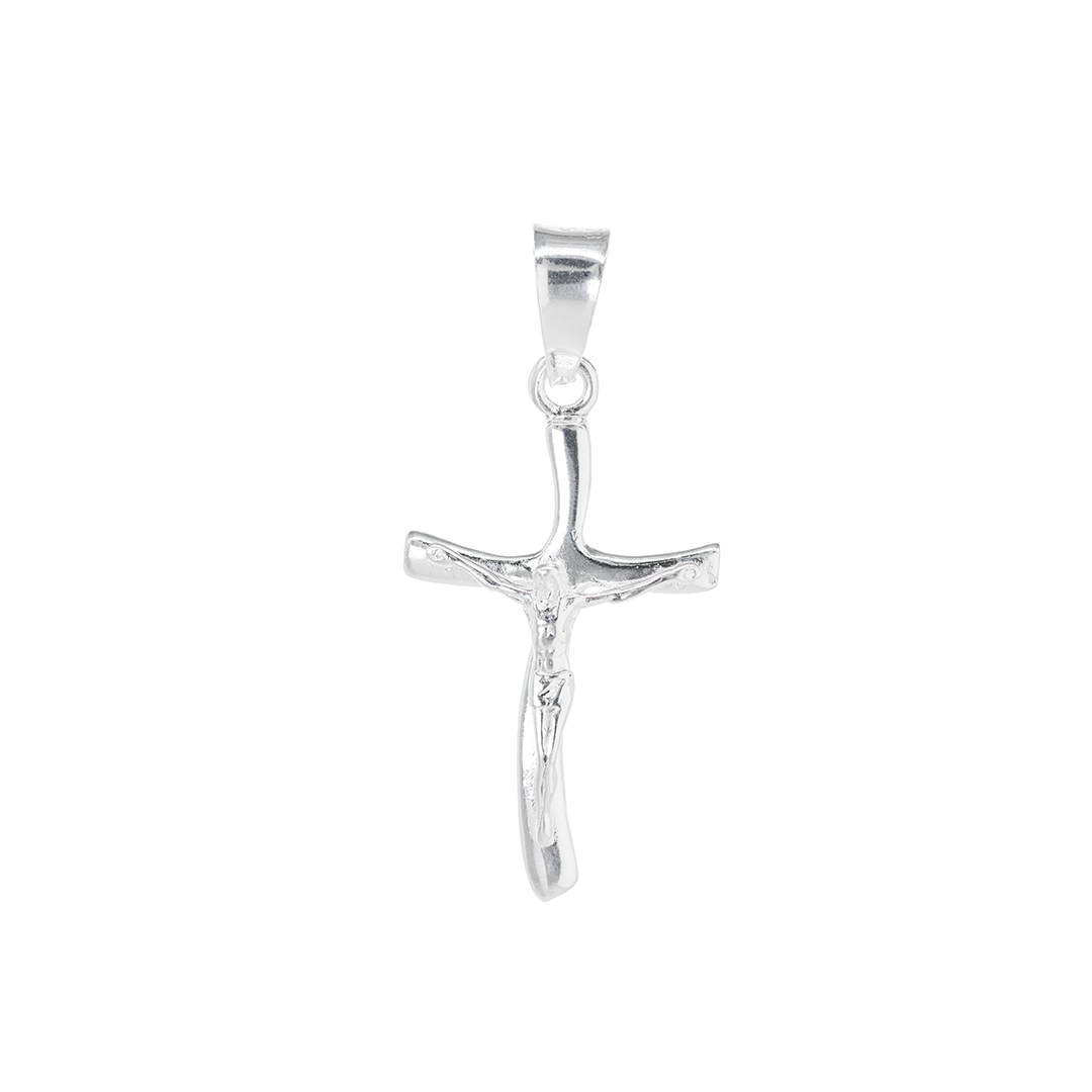Set de Dije y Cadena de Plata ley .925 - Crucifijo Tradicional con Cadena Fígaro .925