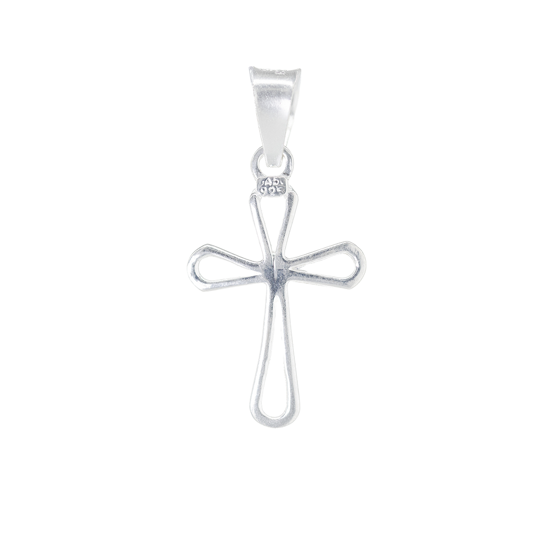 Set de Dije y Cadena de Plata - Cruz Lazo con Zirconia con Cadena Fígaro .925(COM.DR079)