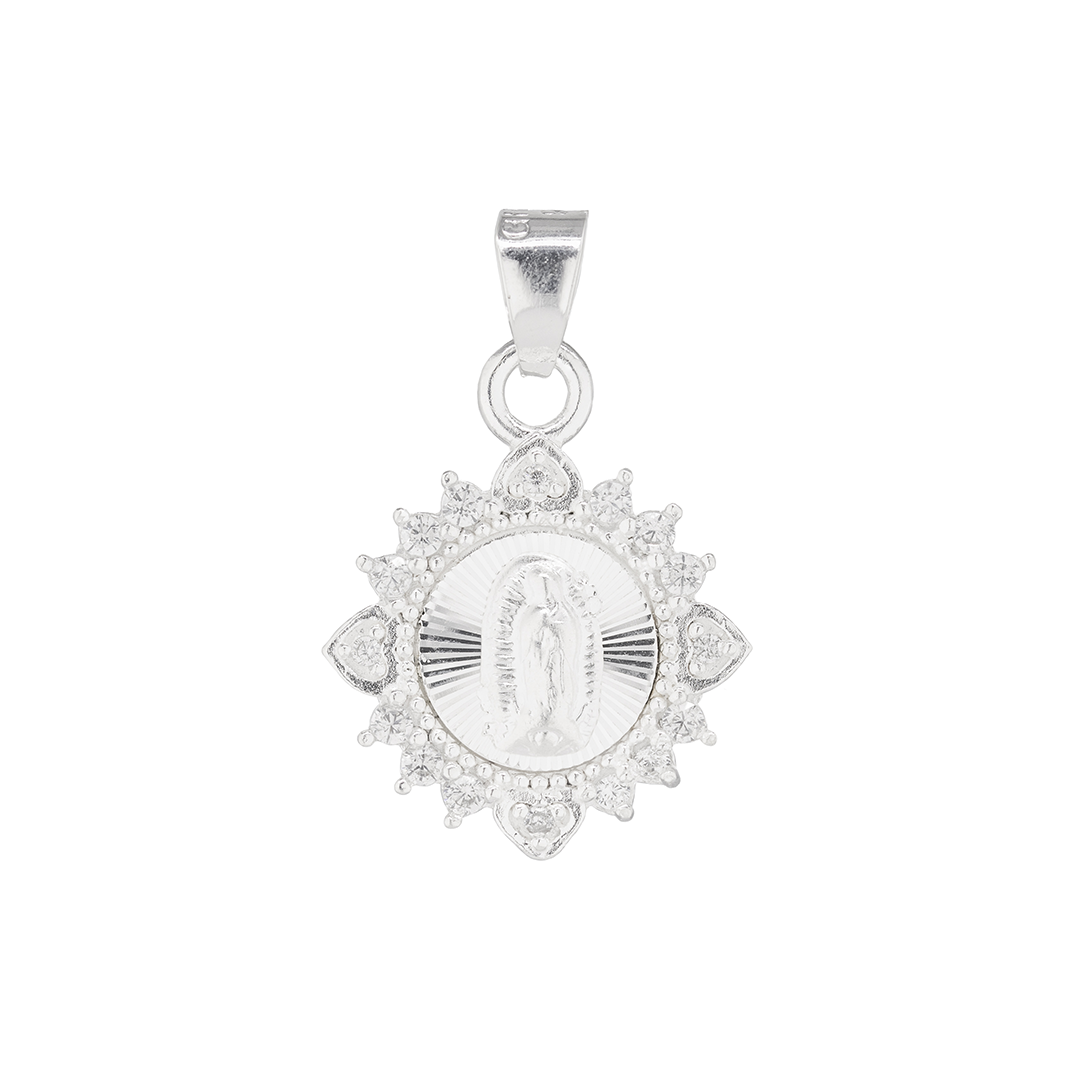 Set de Dije y Cadena en Plata Ley .925 - Virgen de Guadalupe con topacio , COM.DRP024LP
