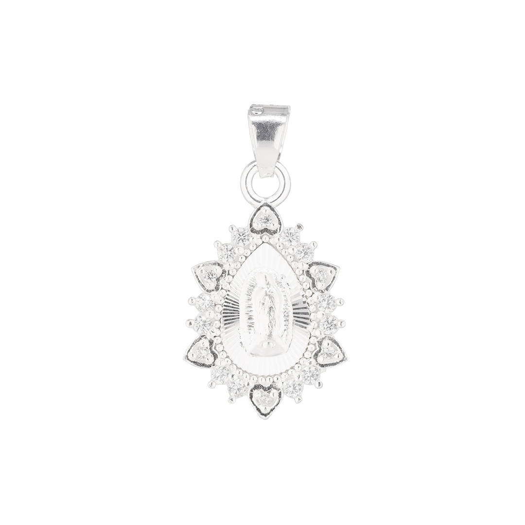 Set de Dije y Cadena en Plata Ley .925 - Virgen de Guadalupe con topacio, COM.DRP025LP