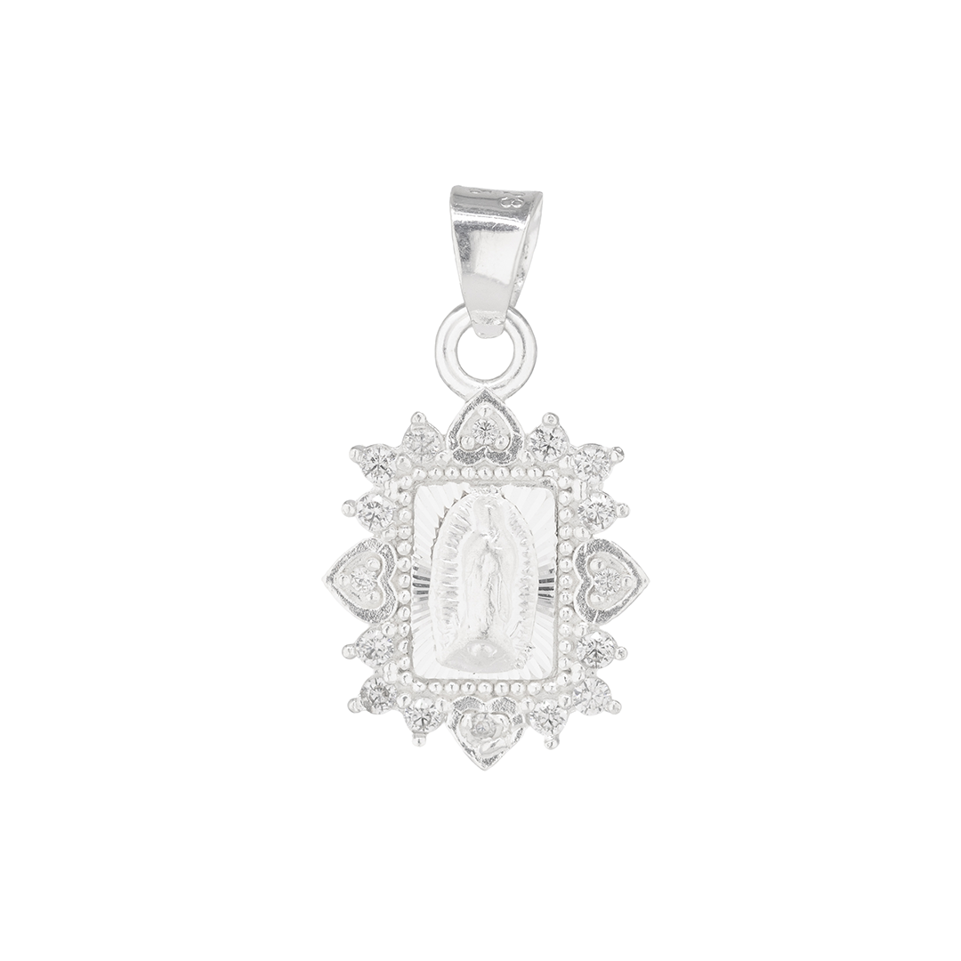Set de Dije y Cadena en Plata Ley .925- Virgen de Guadalupe con topacio , COM.DRP026LP