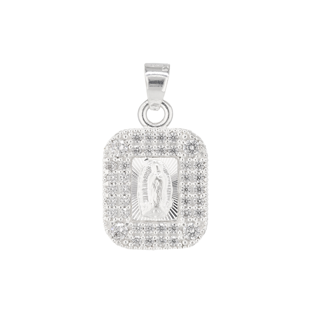 Set de Dije y Cadena en Plata Ley .925 - Virgen de Guadalupe con Topacio , COM.DRP031LP