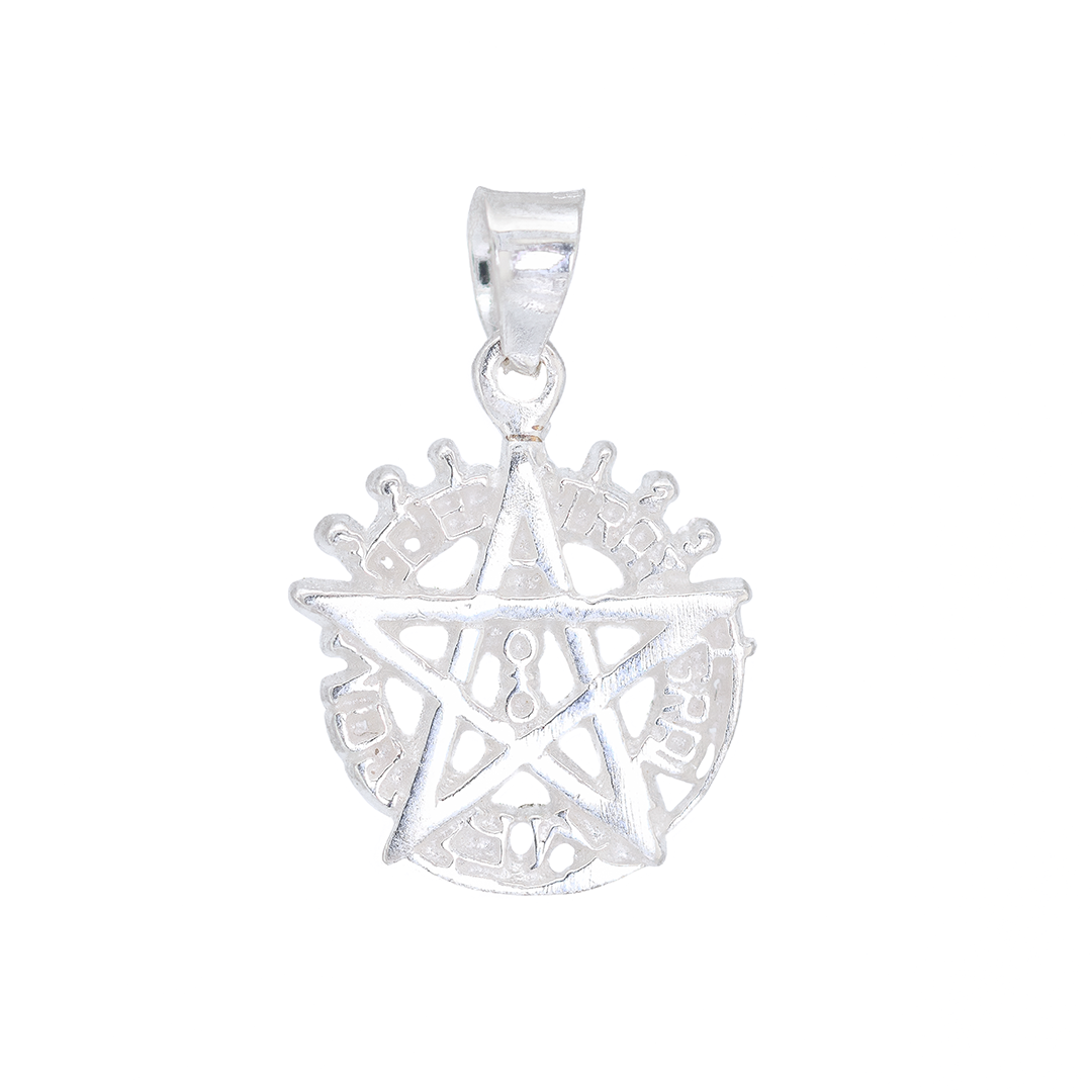 Set de Dije y Cadena en Plata Ley .925 -de Pentagrama Masónico con Cadena.