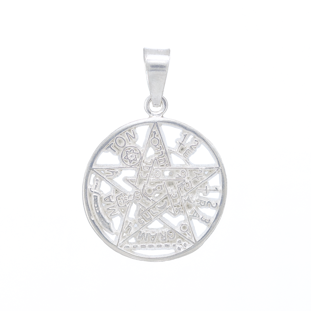 Set de Dije y Cadena en Plata Ley .925 de Tetragrámaton con Cadena Fígaro