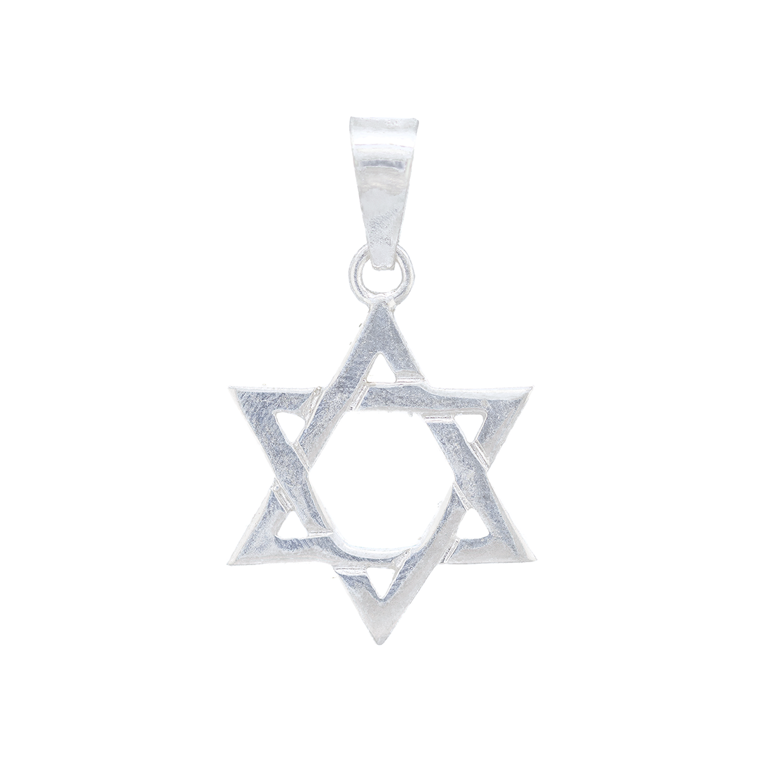 Set de Dije y Cadena en Plata Ley .925 de Estrella de David con Cadena de eslabón Fígaro