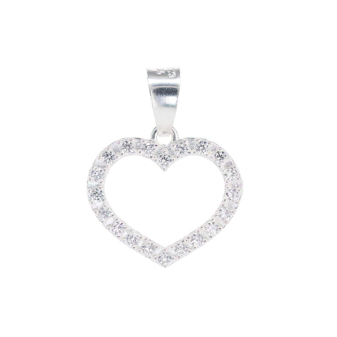 Dije de Plata Ley .925 en Forma de Corazón Calado con Circonia DV009 - Joyería Elegante