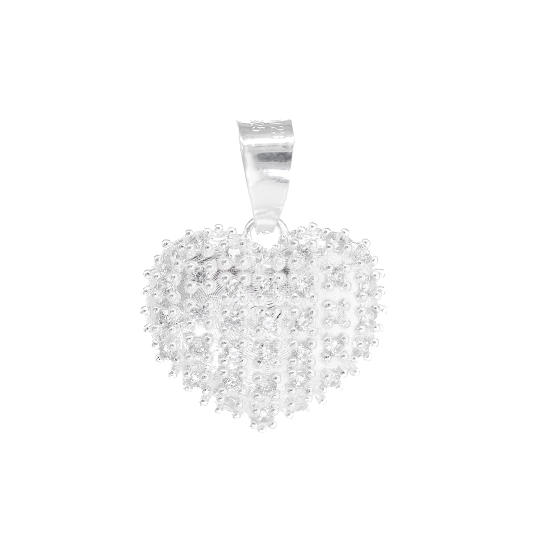 Dije de Plata Ley .925 en Forma Corazón con Circonia - Joyería Elegante