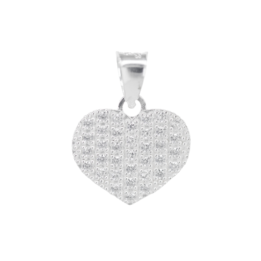 Dije de Plata Ley.925 en Forma Corazón con Zirconia - Joyería Elegante