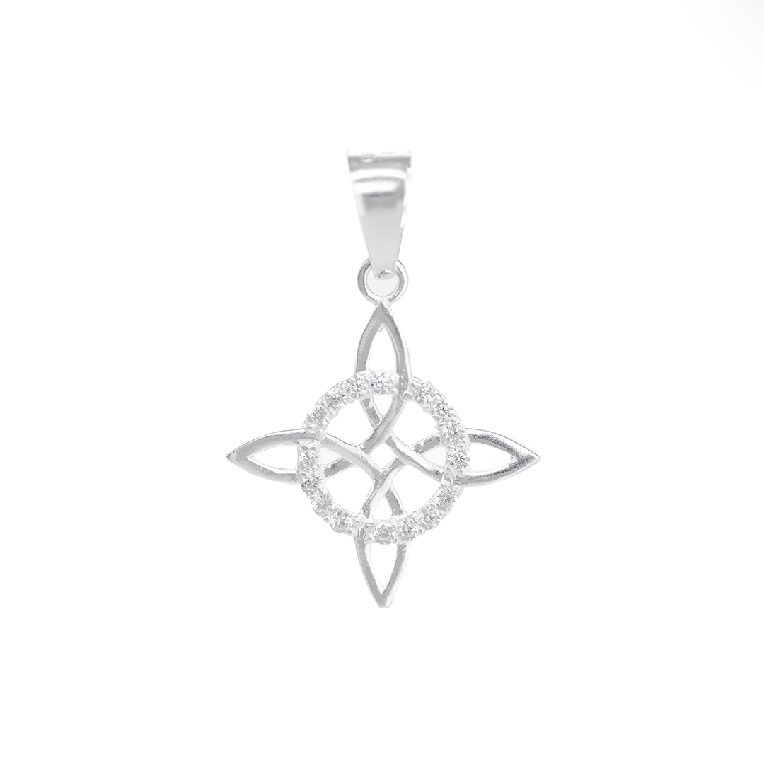 Dije de Plata Ley .925 en Forma de Nudo de Bruja con Circonia DV077 - Joyería Elegante