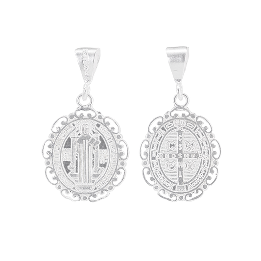 Dije de Plata ley .925 en forma de San Benito (FBD-189) - Joyería Religiosa