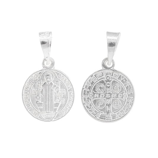 Dije de Plata ley .925 en forma de San Benito (FBD-190) - Joyería Religiosa