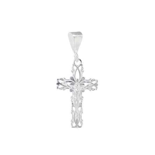 Dije de Plata Ley .925 Medalla Cruz con Cristo- MOD. FBD-204