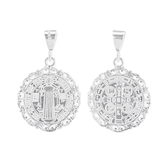 Dije de Plata ley.925 en forma de San Benito con Borde (FBD-226)- Joyería Religiosa