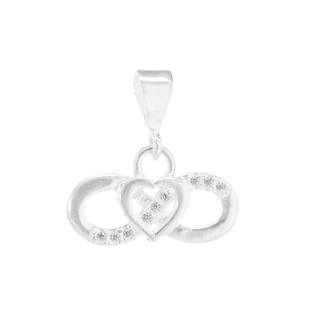 Dije de Plata Ley .925 en Forma de Infinito con Corazón yCirconia - Joyería Romántica