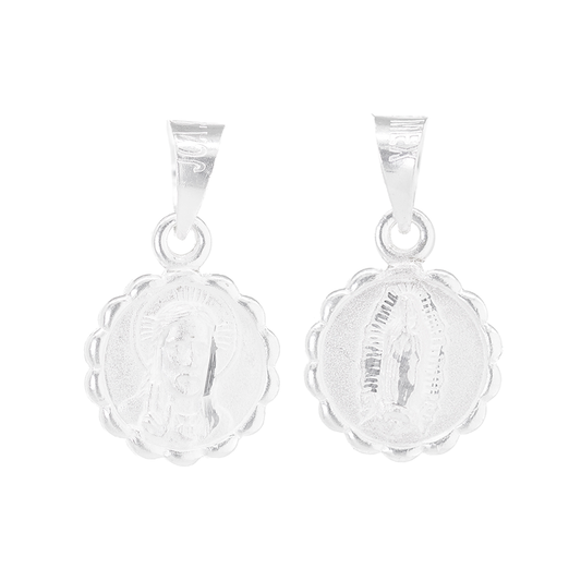 Dije de Plata Ley.925 doble vista Virgen de Guadalupe Y SAGRADO CORAZON (JCA009)