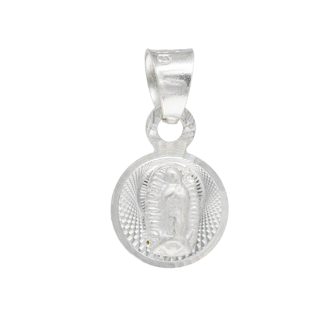 Set de Dije y Cadena de Plata Ley - Virgen de Guadalupe con Cadena Fígaro