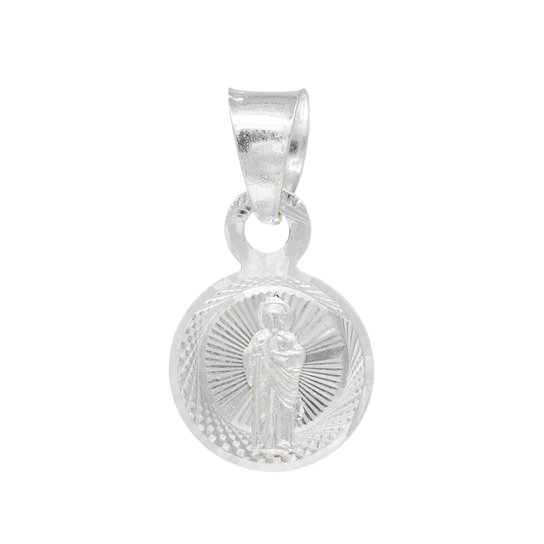 Set de Dije y Cadena de Plata Ley .925- Sagrado Corazón de Jesús con Cadena Fígaro