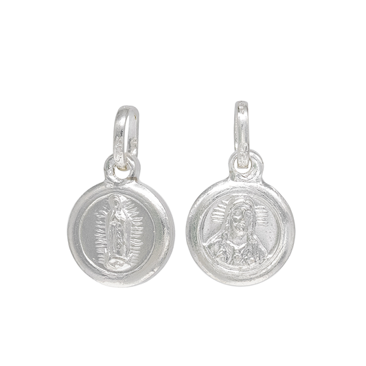 Dije de Plata .925 , doble vista Virgen de Guadalupe y Sagrado Corazón de Jesús mod. SYA-01 - Joyería Religiosa