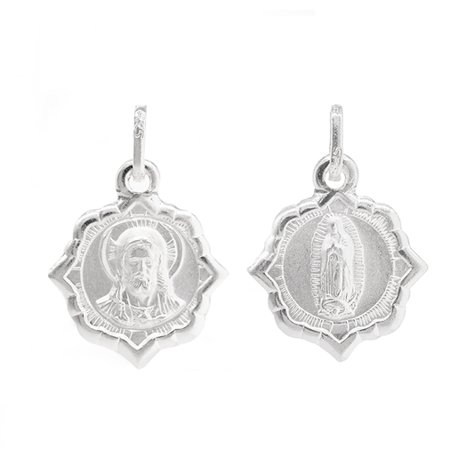 Dije de Plata .925 doble vista Sochapada Virgen de Guadalupe y sagrado corazón Mod. SYC-02- Joyería Religiosa