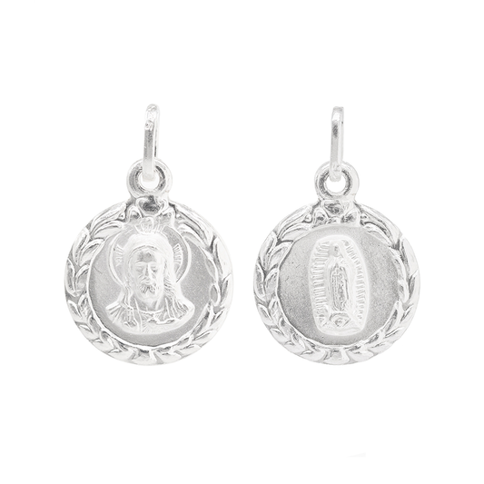 Dije de Plata .925 doble vista Sochapada Virgen de Guadalupe y sagrado corazón de je sus Mod. SYC-19- Joyería Religiosa