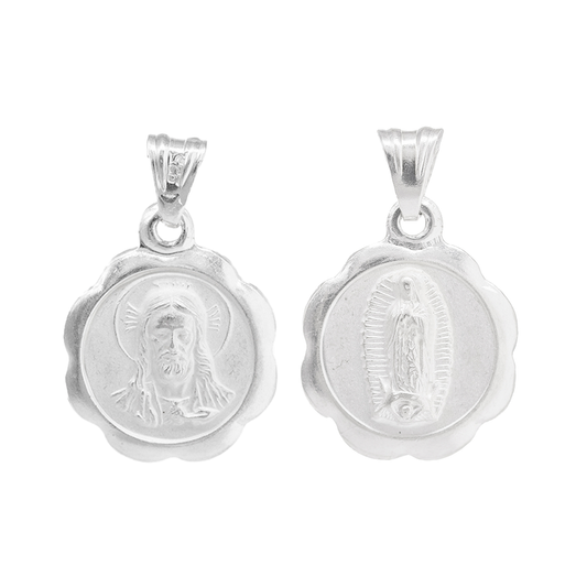 Dije de Plata .925 doble vista Sochapada Virgen de Guadalupe y sagrado corazón de Jesús Mod. SYG-11 - Joyería Religiosa