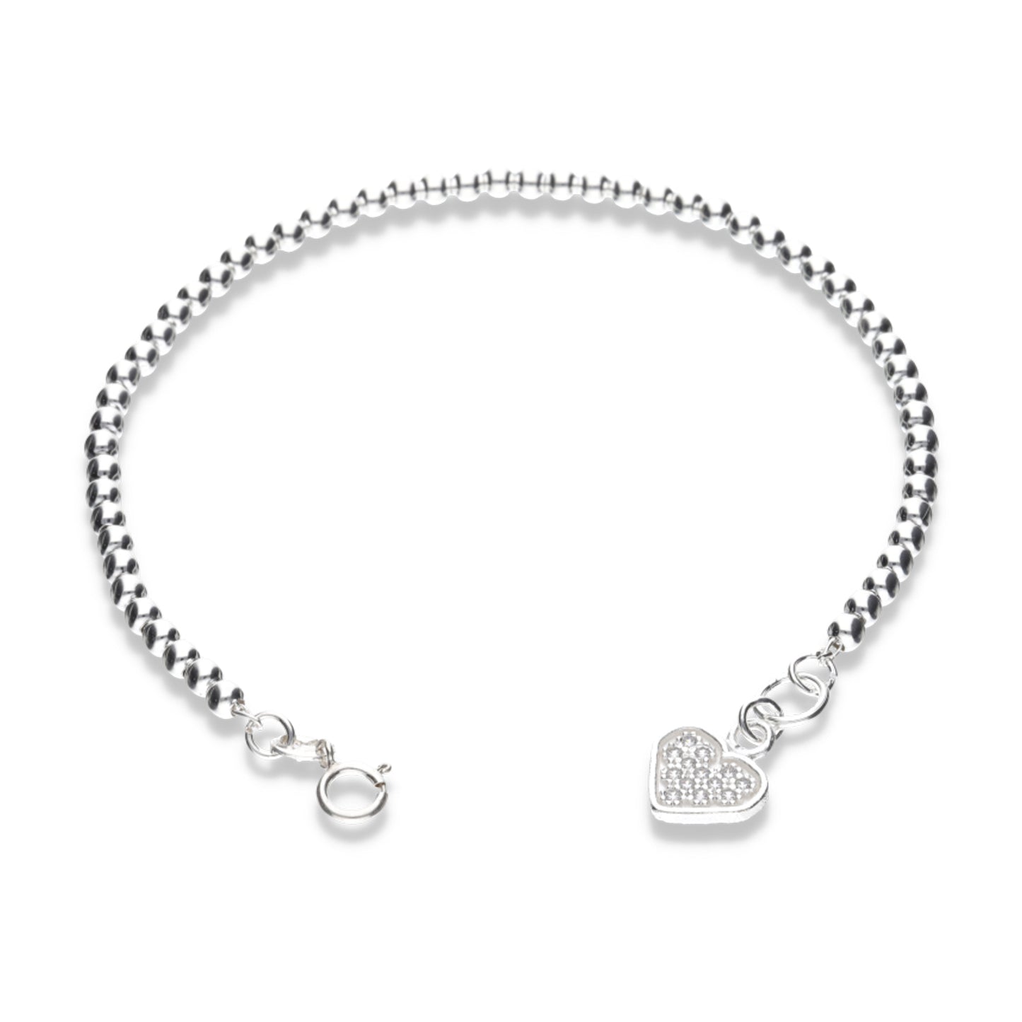 Pulsera Plata .925 con Corazón Central con Gemas Premium 5.1 Gramos - Joyería Amor Supremo