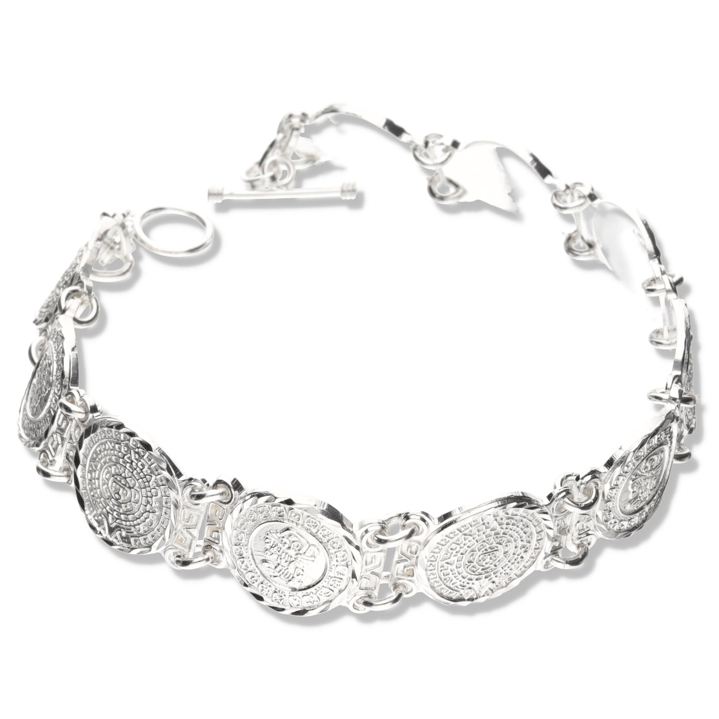 Pulsera de Plata .925 Calendario Maya-Azteca 37.2 Gramos - Mayoreo y Menudeo