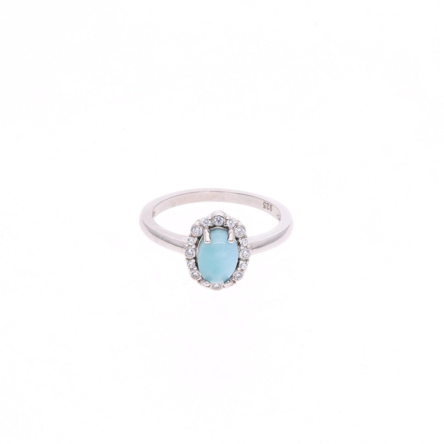 Anillo Ovalado Clásico de Larimar en Plata .925