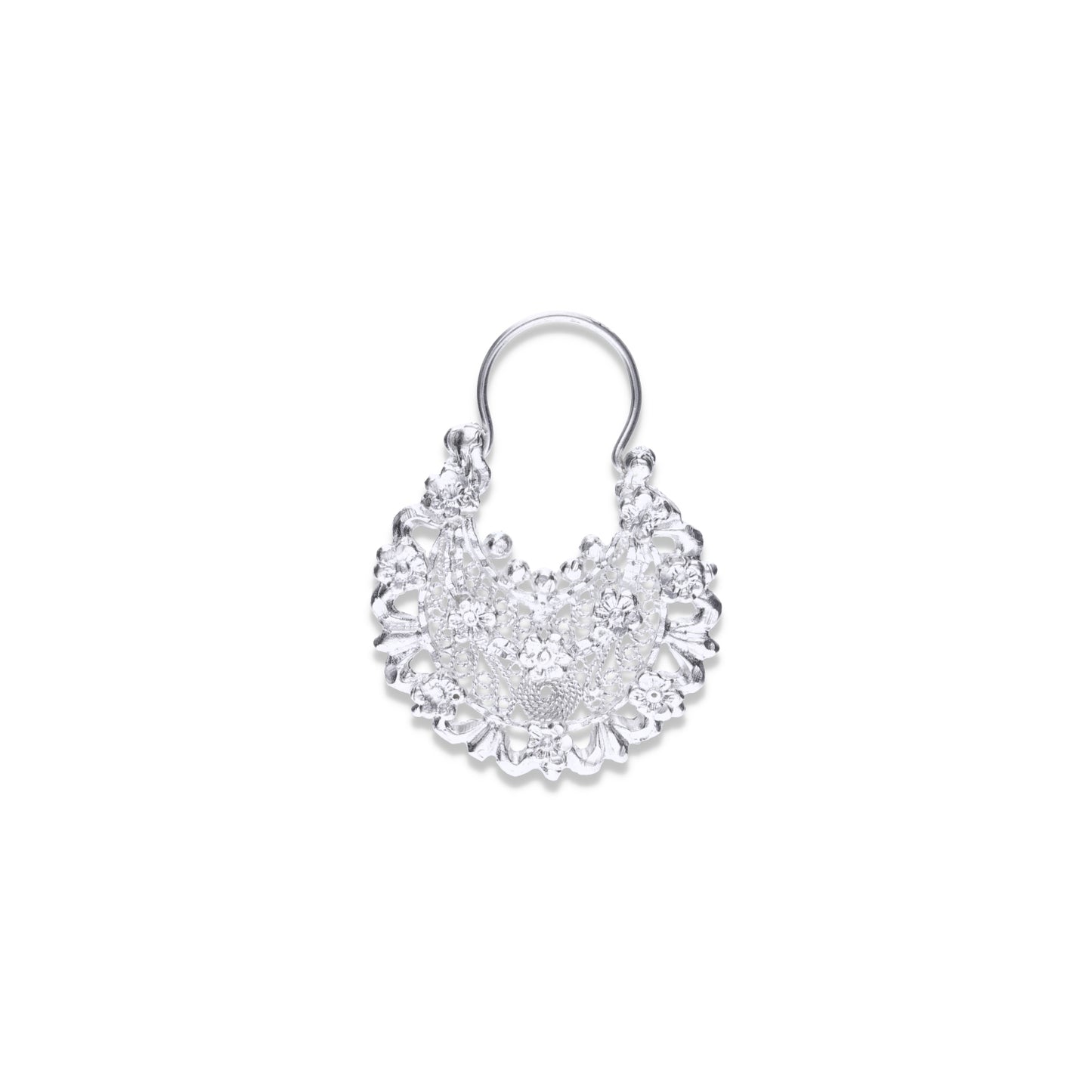 Aretes Plata .925 de Aro Abierto Borde Floreado 10.3 Gramos - Joyería Elegante